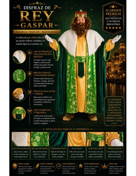 Costume Roi Gaspar Taille L | Costumes pour Adultes Le Roi du Carnaval